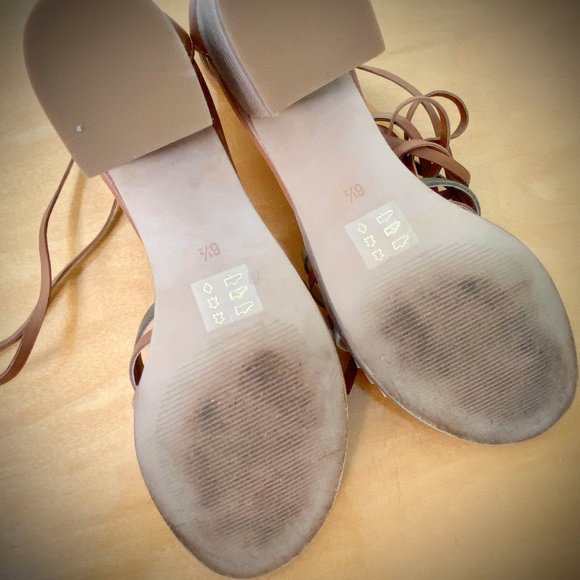 Madewell Strappy Ankle Wrap Leather Heeled Sandals 6.5M - Picture 8 of 9